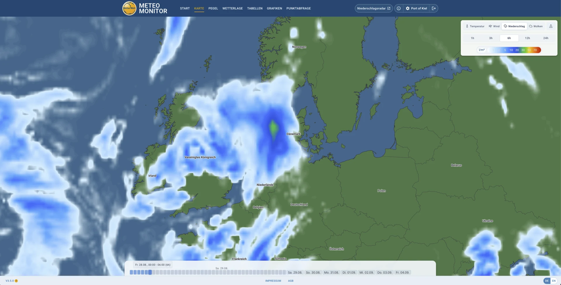 METEO MONITOR Kartenlayer für Niederschlag
