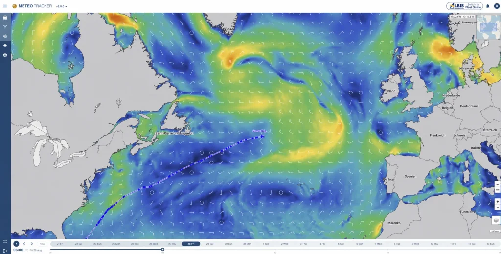 METEO TRACKER - Reported Route with weather visualization